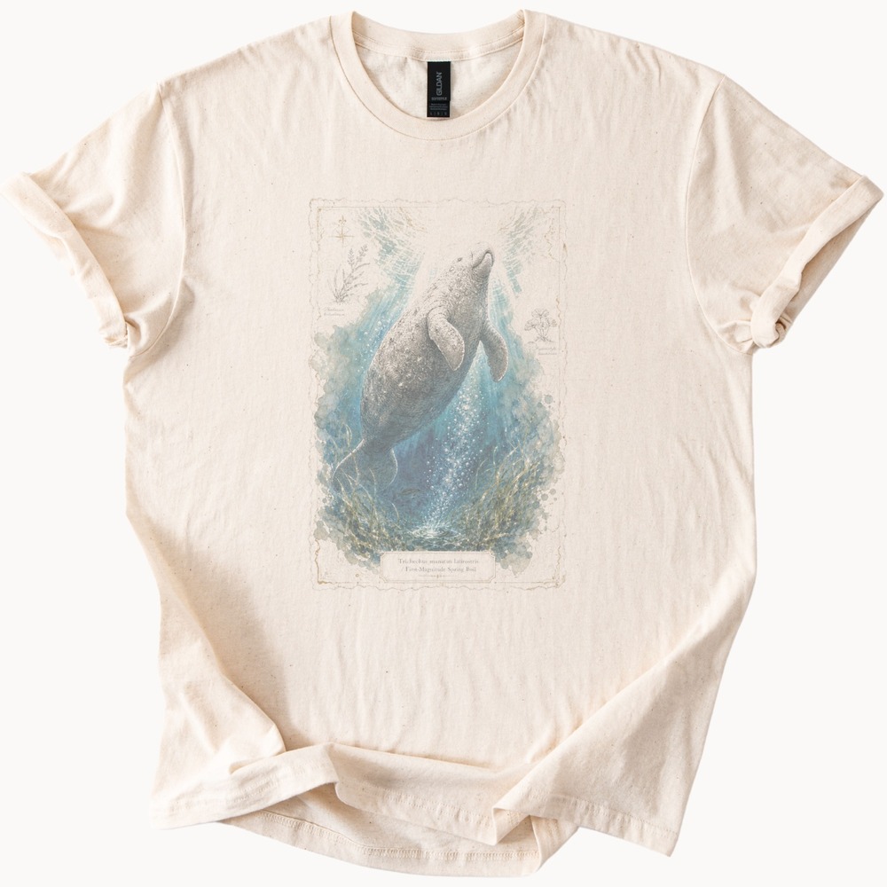 Manatee Spring Boil Vintage Aesthetic Botanical Tee